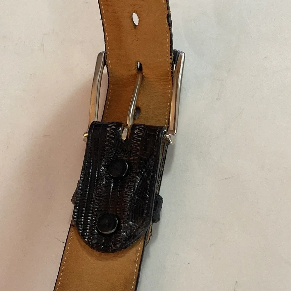 Tony Lama Belt Dress / Western Black Genuine Lizard Leather Mens 32 Old Money‎